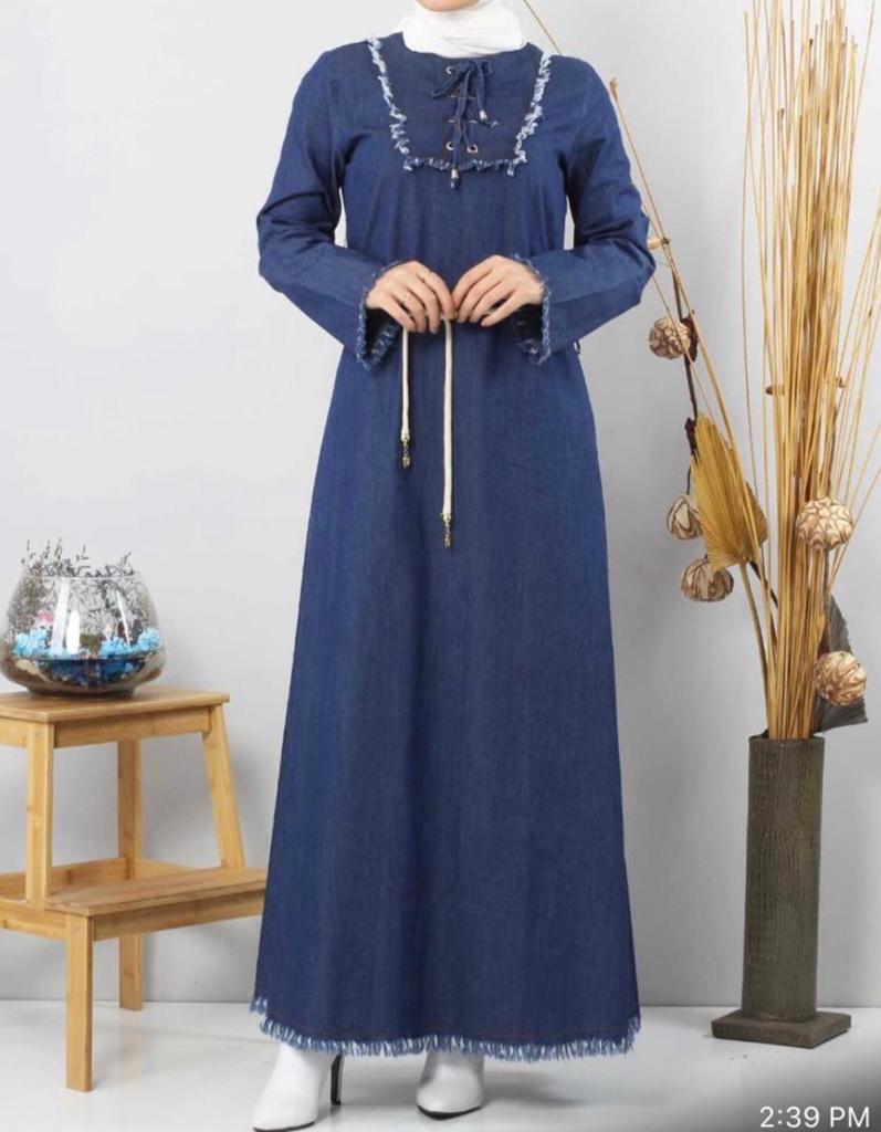 Fashionsensebypk Embroidered Turkish Denim Abaya With Waist Belt –  Fashionsense.com.pk